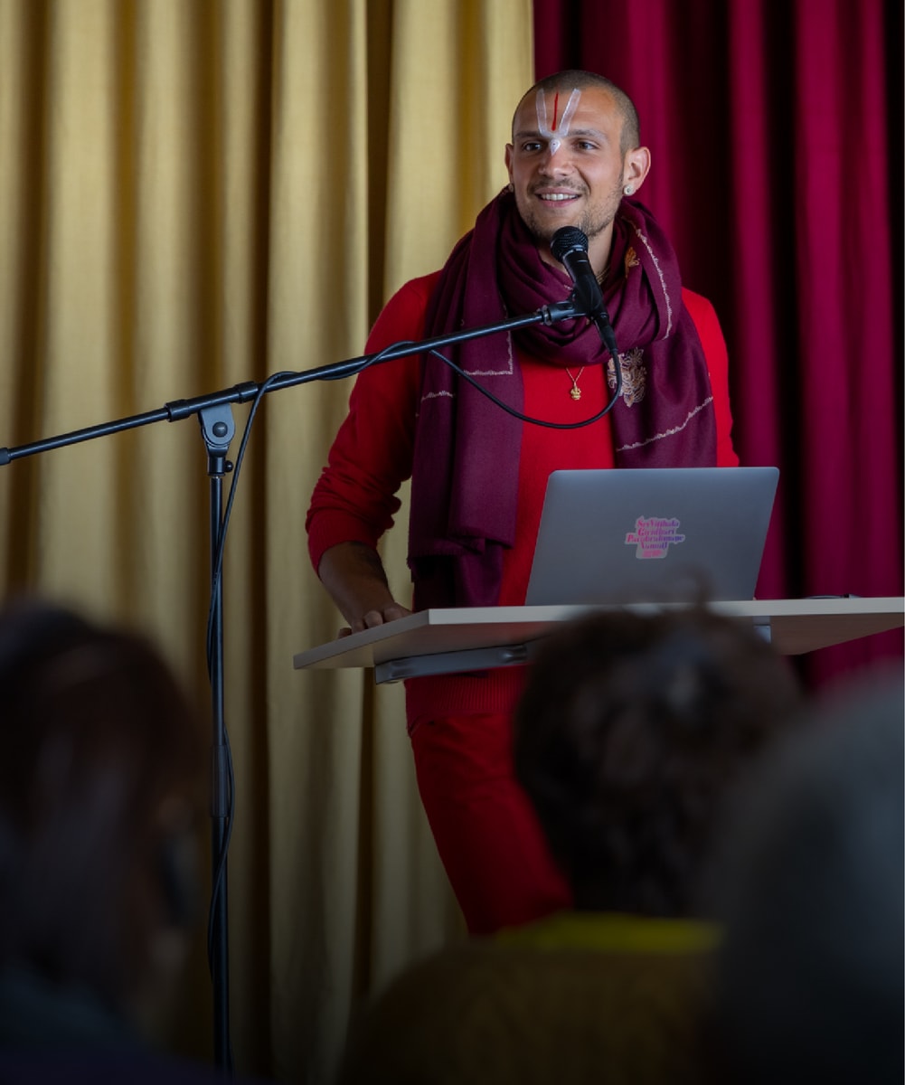 A swami giving a lecture