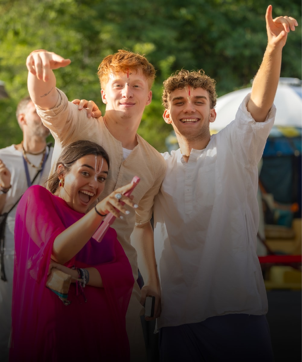 Friends celebrating together at the festival